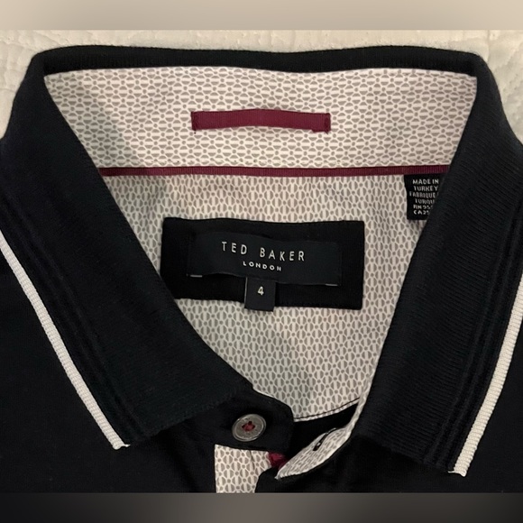Like new! TED BAKER London Derry Flat Knit Polo Shirt Navy-Size 4 - Picture 1 of 9
